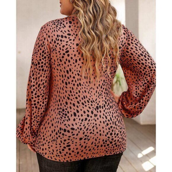 Leopard Print Lace Up Top 2X (3737) - Picture 2 of 6